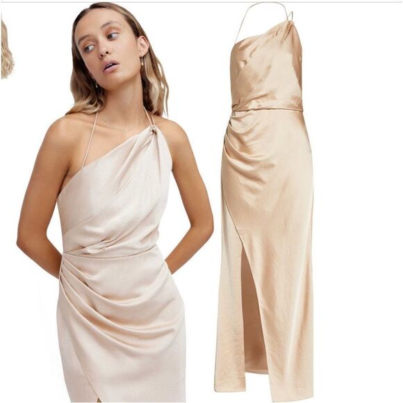 Significant Other Gracie Satin Halter Neck Gown in Almond - Picture 8 of 8